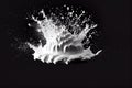 silvak milk ice cream explosion on black background. frozen fluid movement. 3d illustration. Generative AI