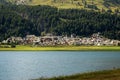 Silvaplana village and lake in Swiss Alps - Maloja region Switzerland