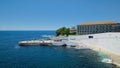 Silveira Beach and Hotel Do Caracol, Angra do Heroismo, Terceira island, Azores Royalty Free Stock Photo