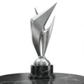 Silver Abstract Geometric Award Trophy on Marble Base Royalty Free Stock Photo