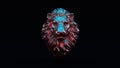 Silver Adult Male Lion with Pink and Blue Moody 80s lighting