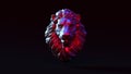 Silver Adult Male Lion with Pink Purple Blue Moody 80s lighting