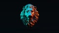 Silver Adult Male Lion with Red Blue Green Moody 80s lighting