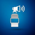 Silver Air horn icon isolated on blue background. Sport fans or citizens against government and corruption. Vector Royalty Free Stock Photo