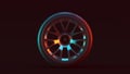 Silver Alloy Rim Wheel Complex Pattern Open Wheel Design with Racing Tyre with Red Blue Moody 80s lighting