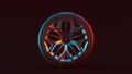 Silver Alloy Rim Wheel Complex Pattern Open Wheel Design with Racing Tyre with Red Blue Moody 80s lighting Royalty Free Stock Photo