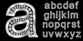 Silver alphabet with diamonds, letters from A to Z
