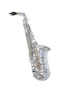 Silver Alto Saxophone, Alto sax, Saxophone Brass Woodwinds Music Instrument Isolated on White background