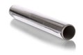 A Silver aluminium foil roll isolated on the white background. The foil is extremely pliable and can be bent or wrapped around