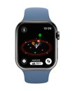 Silver Aluminum Apple Watch Series 9 device with Sport Band in Winter Blue color, on white background, vector illustration. The