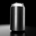 Silver aluminum beer or soda can isolated on black background. View from the top Royalty Free Stock Photo