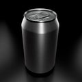 Silver aluminum beer or soda can isolated on black background. View from the top Royalty Free Stock Photo