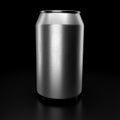 Silver aluminum beer or soda can isolated on black background. View from the top Royalty Free Stock Photo