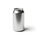 Silver Aluminum Beverage Can with Pull Tab on White Background drink soda Royalty Free Stock Photo