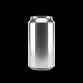 Silver aluminum can isolated on black background for beverage packaging design Royalty Free Stock Photo