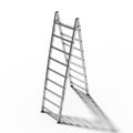 A Silver Aluminum A- Frame Ladder with Ten Steps on Each Side Isolated on a White Background Royalty Free Stock Photo
