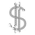 Silver american dollar money sign.