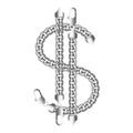 Silver american dollar money sign.