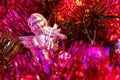 Silver Angel on christmas tree Royalty Free Stock Photo