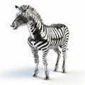 3d Silver Zebra Model On White Background
