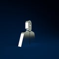 Silver Anonymous man with question mark icon isolated on blue background. Unknown user, incognito profile, business Royalty Free Stock Photo