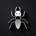 Silver Ant icon isolated on black background. Long shadow style. Vector Royalty Free Stock Photo