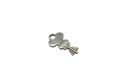 A silver, antique briefcase key isolated on a white background Royalty Free Stock Photo