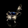 metal retro sugar bowl on black background Royalty Free Stock Photo