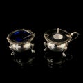 silver antique coffee set on black background Royalty Free Stock Photo