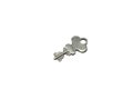 A silver, antique luggage key isolated on a white background Royalty Free Stock Photo
