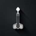 Silver Arrow icon isolated on black background. Long shadow style. Vector Royalty Free Stock Photo
