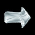 Silver arrow icon made of inflatable balloon isolated on black background. Royalty Free Stock Photo