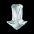 Silver arrow icon made of inflatable balloon isolated on black background. Royalty Free Stock Photo