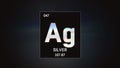 Silver as Element 47 of the Periodic Table 3D illustration on grey background Royalty Free Stock Photo