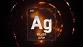 Silver as Element 47 of the Periodic Table 3D illustration on orange background Royalty Free Stock Photo