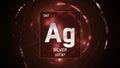 Silver as Element 47 of the Periodic Table 3D illustration on red background Royalty Free Stock Photo