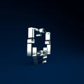 Silver Assembly line icon isolated on blue background. Automatic production conveyor. Robotic industry concept