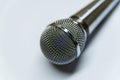 Silver audio microphone on white background Royalty Free Stock Photo