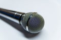 Silver audio microphone on white background Royalty Free Stock Photo