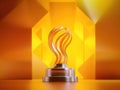 Silver award trophy on table with an orange background Royalty Free Stock Photo