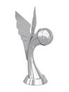 Silver award trophy with wings and soccer ball