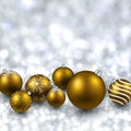 Silver background with golden christmas balls. Royalty Free Stock Photo