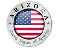 Silver badge with Arizona and USA flag Royalty Free Stock Photo