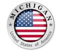 Silver badge with Michigan and USA flag Royalty Free Stock Photo