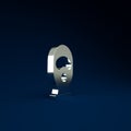 Silver Balaclava icon isolated on blue background. A piece of clothing for winter sports or a mask for a criminal or a thief.