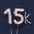 Silver balloon 15k sign on dark blue background