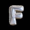 Silver Balloon Letter F, Realistic 3D Rendering