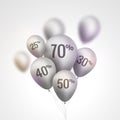 Silver Baloons Discount. SALE concept for shop market store advertisement commerce. Market discount, baloon, sale