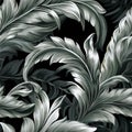 Silver Banana Leaves Damask: Baroque Realism With Layered Vibrancy