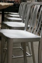 Silver barstools in a row